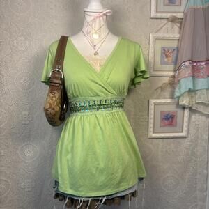 y2k beaded tie back summery blouse